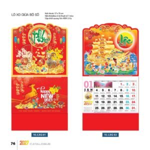 Lịch Treo Tường Lò Xo 2027 VL Mẫu VLLXG01 (37 x 70cm) Xưởng In Ép Kim Nhũ Vàng Tận Gốc in logo doanh nghiệp quà tặng Tết tại Xưởng Quà Tặng Quang Vũ
